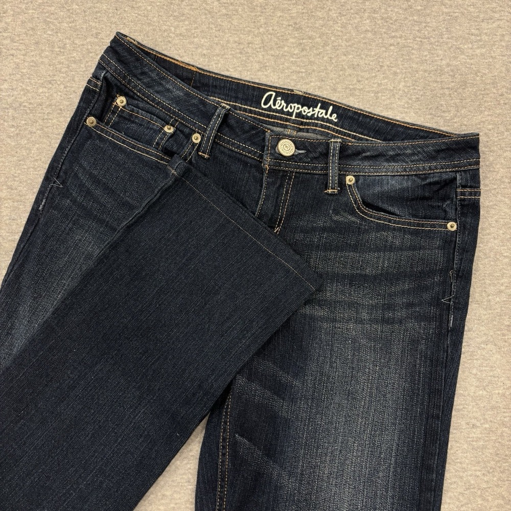 Aeropostale Chelsea Boot Jeans Women's Size 6 (30x26) Blue Dark Wash Denim Faded